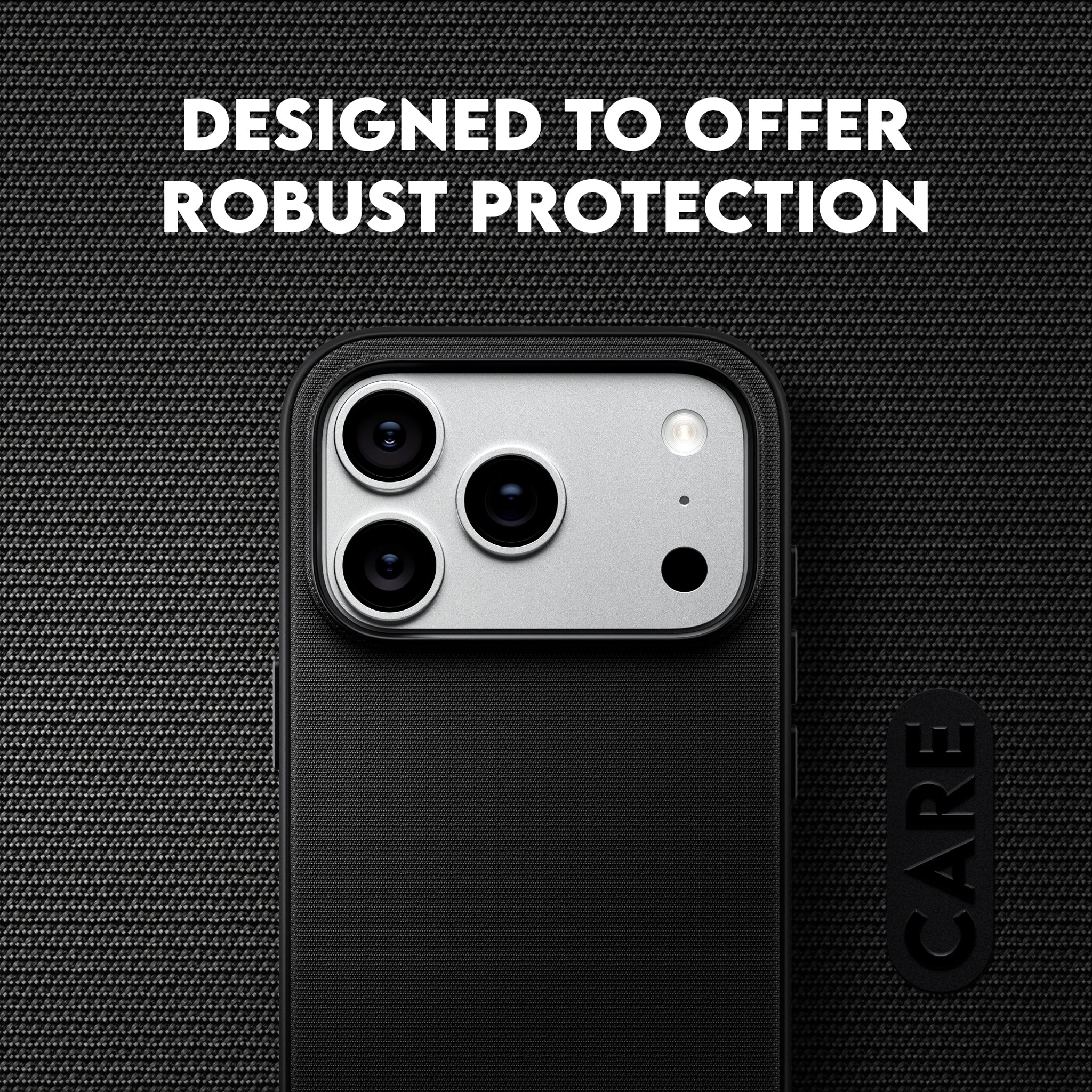 CARE™ by PanzerGlass® Fusion Fabric Case Black w. MagSafe iPhone 18 Pro | 17 Pro